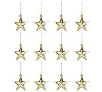 RORPOIR 12pcs Golden Xmas Star Pendants with Fine Workmanship, Unique Modeling Design Plastic Hanging Ornaments for Decorating Your Living Room or Office, Christmas Party Favor