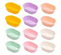 RORPOIR 12pcs Non-Stick Oval Silicone Cake Mold for Cheesecake Baking, Bend-Resistant and Reusable Oval Silicone Pastry Mold for DIY Bakeware and Parties