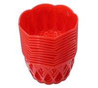 RORPOIR 12pcs Round Hollow Plastic Fruit Storage Baskets Durable Egg Containers for Home and Supermarket Use Red Color for Eggs and Fruits