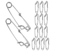 RORPOIR 15pcs Stainless Steel Fishing Snap Clips with Open and Closed Eye, High Strength and Secure Attachment for Sea Fishing and Shallow Water Crankbait Casting