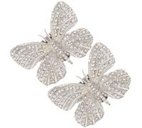 RORPOIR 1pair Bridal Shoe Clips Rhinestone Butterfly Shoe Decorations for Wedding Reusable Charms for Flats Heels Pumps and Sandals Elegant Bride Accessories