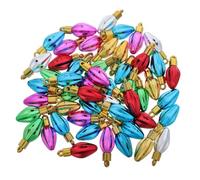 RORPOIR 1set Christmas Light Bulb Charms Plastic Beads for DIY Crafting and Ornament Replacement, Mini Hanging Decorations for Christmas Village Decor and Holiday Party Random Color 50pcs
