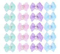 RORPOIR 20pcs Elastic Polyester Pet Hair Ties with Lace Flower Bowknot Design Comfortable and Cute Hair Accessories for Cats and Puppies Suitable and Horse Manes