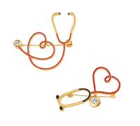 RORPOIR 2pcs Alloy Nurse Brooches Stethoscope Shape Pins with Rhinestones, Practical Costume Accessories for Graduates and Female Staff on Casual or Formal Occasions