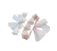 RORPOIR 2pcs Boutique Flower Headbands for Newborn Girls Soft Chiffon Lace Hair Accessories for Baptism Photoshoots and Everyday Wear