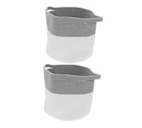 RORPOIR 2pcs Cotton Rope Storage Basket Round Braided Hamper Handles Aesthetic Laundry Basket for Boys and Girls Nursery Desktop Organizer