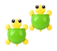 RORPOIR 2pcs Cute Turtle Toothbrush Holder with Strong Suction Cups Multi-functional Washstand Organizer for Toothbrushes Toothpaste Green Decor for Bathroom