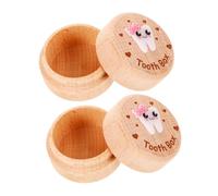 RORPOIR 2pcs Deciduous Tooth Box Wooden First Lost Boys and Girls for Tooth Fairy Keepsake Storage Cute Organizer