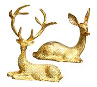 RORPOIR 2pcs Deer Statues Christmas Shelf Decor Reindeer Christmas Decoration Home Accessories Reindeer Figurine Farm Animal Statues Table Decorations for Living Room Light Luxury Metal