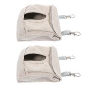 RORPOIR 2pcs Foldable Coffee Cloth Rabbit Cage Feeders for Small Pets and Chinchillas, Washable Bunny Feeding Bags for Hanging Hay Storage in Small Animal Cages