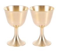RORPOIR 2pcs Golden Copper Offering Cups Set for Home and Temple Use, Multi-Function Sacrifice Wine Glasses Long Time Use and Aging Resistance