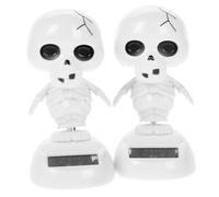 RORPOIR 2pcs Halloween Solar Dancing Skeleton Ghost Car Ornament, White Ghost Figurine Bobblehead, Solar Powered Halloween Decor for Car Dashboard and Seasonal Home Display