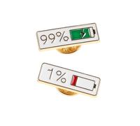 RORPOIR 2pcs Japanese Style Battery Indicator Brooch Creative Expression Badge Pin for Couples Cute Lapel Pins for Sweaters Scarves and Bags
