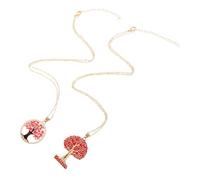 RORPOIR 2pcs Life Tree Copper Clavicle Chain Necklace Jewelry Tree of Life Pendant Brass Chain Pendants Red