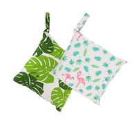 RORPOIR 2pcs Reusable Wet Dry Bag for Diapers and Travel Storage Pouch for Essentials Chic Design Leaf and Flamingo Patterns Washable Capacity