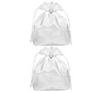 RORPOIR 2pcs Wedding Money Purse Elegant White Satin Bridal Handbag with Heart Rhinestone Strap Lightweight Dress Purse for Western Bride Wedding Day