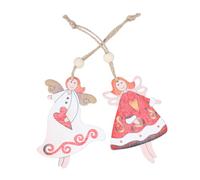 RORPOIR 2pcs Wooden Angel Pendants Double-sided Painted Christmas Hanging Decor for Home Wall and Tree Ornament Creative Rope Design for Festive Celebrations