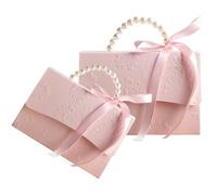 RORPOIR 2pcs Wrapping Paper Gift Boxes, Lightweight Space-saving Present Boxes with Pearl Chain and Touch Fastener, for Flowers, Stores and Schools