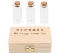 RORPOIR 3 Bottles Fetal Hair Preserving Box Storage Bottle Keepsake Organizer for Safe Use Record Growth Wood Glass Home Decoration Adorable Preserving Box