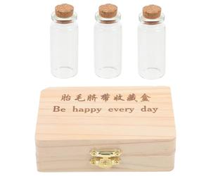 RORPOIR 3 Bottles Fetal Hair Preserving Box Storage Bottle Keepsake Organizer for Safe Use Record Growth Wood Glass Home Decoration Adorable Preserving Box