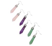 RORPOIR 3 Pairs Natural Hexagonal Crystal Earrings Healing Pendant Dangle Ear Accessories for Women Creative Stylish Jewelry Gift for Girlfriend Wife Mother