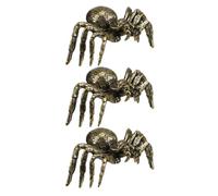 RORPOIR 3pcs Brass Spider Figurines Miniature Statue Set for Home Decor and Special Occasions, Elegant Vintage Design with Eye-catching Versatile Decoration in Golden Brass Material