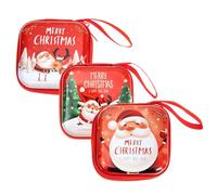 RORPOIR 3pcs Christmas Mini Wallets in Red Metal Square Design, Compact Coin Purses to Keep Sweets and Cash Safe and Organised, for Hanging on Shoulder Bags or Christmas Tree Decorations