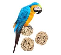 RORPOIR 3pcs Straw Ball for Parrots and Pets, Beige Woven Ball Shaped Chew that Relieves Boredom and Destroys Furniture Behaviour, for Bird Play and Exercise