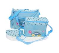 RORPOIR 4-in-1 Sky-Blue Baby Diaper Bag Set Multi-Function Mummy Handbag Changing Mat Large Capacity Travel Tote for Moms