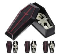 RORPOIR 4 Sets Mini Coffins Skeleton Model Set Plastic Tabletop