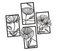 RORPOIR 4Pcs Abstract Metal Lotus Leaf Wall Art Hanging Decor for Living Bedroom Elegant Iron Flower Sculpture for Home Decoration Aesthetic Wall Decor for Garden Office