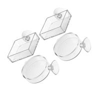 RORPOIR 4pcs Acrylic Fish Feeder with Suction Cup Attachment, Easy Installation Feeding Dish for Fish and Shrimp, Suitable for Marine Aquarium Setups and Freshwater Tanks, and Square