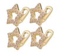 RORPOIR 4pcs Hollow Star Tooth Grill Golden Crown Hip Hop Jewelry for Men Women Comfortable Fit Sparkly Teeth Charm Fangs Glossy Mouth Accessory for Parties and Daily Wear