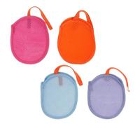 RORPOIR 4pcs Oval Bath Foaming Net Mesh Soap Saver Bag for Bar Soap, Polyester Sandwich Mesh Structure with Hanging Loop, Comfortable Nonslip Grip, Foldable for Home and Bathroom Use