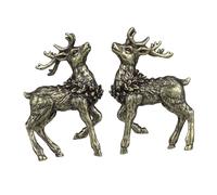 RORPOIR 4Pcs Sika Deer Decor Solid Brass Desktop Adornment Craft Ornament for Home Office Decoration