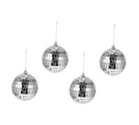 RORPOIR 4pcs Silver Mirror Ball Decor Glass Spheres Bright Reflection for Dance Floors and Birthday Parties, Classic Design Party Ornaments for Wedding Stage and Bar Decorations