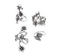 RORPOIR 4pcs Vintage Hollow Out Flower Ring Set Stylish Vine Rings for Women for Parties Weddings and Daily Wear Great for
