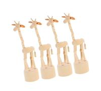 RORPOIR 4pcs Wooden Giraffe Puppets Retro Style Animal Decor for Interactive Learning and Travel Creative Ornaments for Family Bonding and Home Decoration