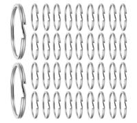 RORPOIR 50pcs Stainless Steel Key Ring Keychain Hoops, Silver Round Heavy Duty Rust-Resistant Metal Ring, for Keys, Crafting the Go