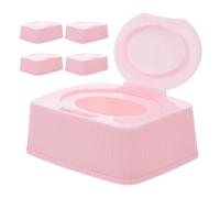 RORPOIR 5pcs Baby Wipes Holder Travel Tissue Storage Box with Flip Top Convenience and Universal Compatibility, Pink Pp Material the Go Use, Child Friendly Design