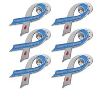 RORPOIR 6pcs Blue Ribbon Pins for Diabetes Support Zinc Alloy Awareness Lapel Badge with Unique Design for Health Advocacy and Unity at Group and Special Events