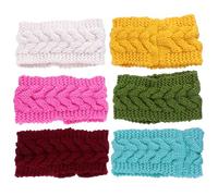 RORPOIR 6pcs Elastic Woolen Knit Wrap Headband Ear Warmer for Winter Outdoor Activities, Stretchable and Trendy Hair Bands Suitable for Mothers and Daughters