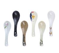 RORPOIR 6pcs Multi-Purpose Ceramic Soup Spoons Creative Design Suitable for Family Dining and Catering Rice and Dessert Use Random Color