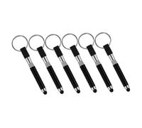 RORPOIR 6pcs Multifunctional Alloy Stylus Pens for Touch Screens and Tablets with High Sensitivity and Keyring Design, Portable Black Touchscreen Pens for Mobile Devices