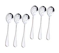RORPOIR 6pcs Stainless Steel Small Slotted Spoons for Snacks and Cakes, Easy to Store Compact Serving Utensils with Simple Appearance, for Daily Use in Kitchen and Dining