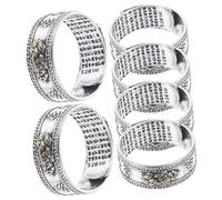 RORPOIR 6pcs Vintage Tibetan Feng Shui Metal Rings for Men and Women Decorative Amulet Jewelry with Lucky Scripture Design Unique Fashion Statement Finger Bands