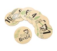 RORPOIR 7pcs Wooden Discs Monthly Growth Cards Newborn Progress Markers Signs for Shower Table Decorations Welcome World Sign Photography Props