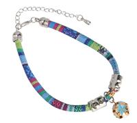 RORPOIR Adjustable Blue Fabric Cat Collar with Breakaway Buckle and Bell, Ethnic Bohemian Style Pet Necklace for Walking and Playing