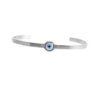 RORPOIR Adjustable Evil Eye Bangle Bracelet for Women Minimalist Open Cuff Titanium Steel Jewelry Comfortable Protection Accessory for Dating Wedding Beach and Special Occasions Silver