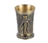RORPOIR Ancient Egyptian-Style Retro Wine Cups Zinc Alloy Metal Shot Glasses Wear-Resistant Home Decoration for Festival and Bar Display
